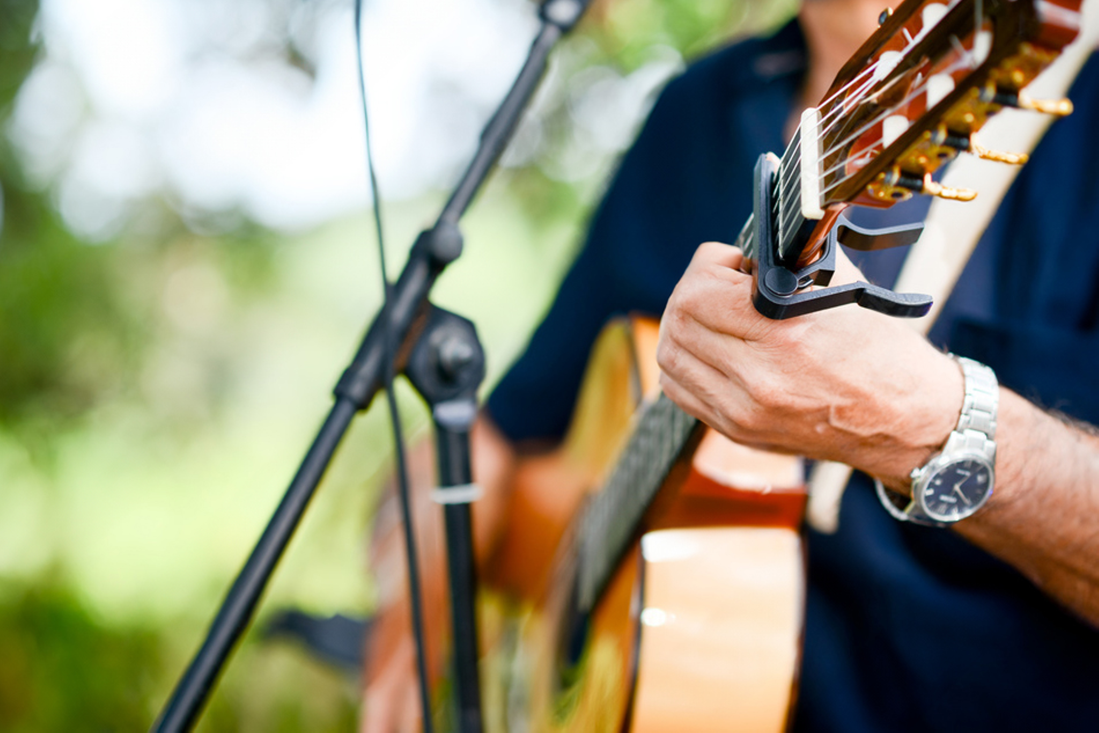 Playing guitar